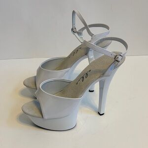 FINAL! Ellie Glossy White Ankle Strap  Platform Heels